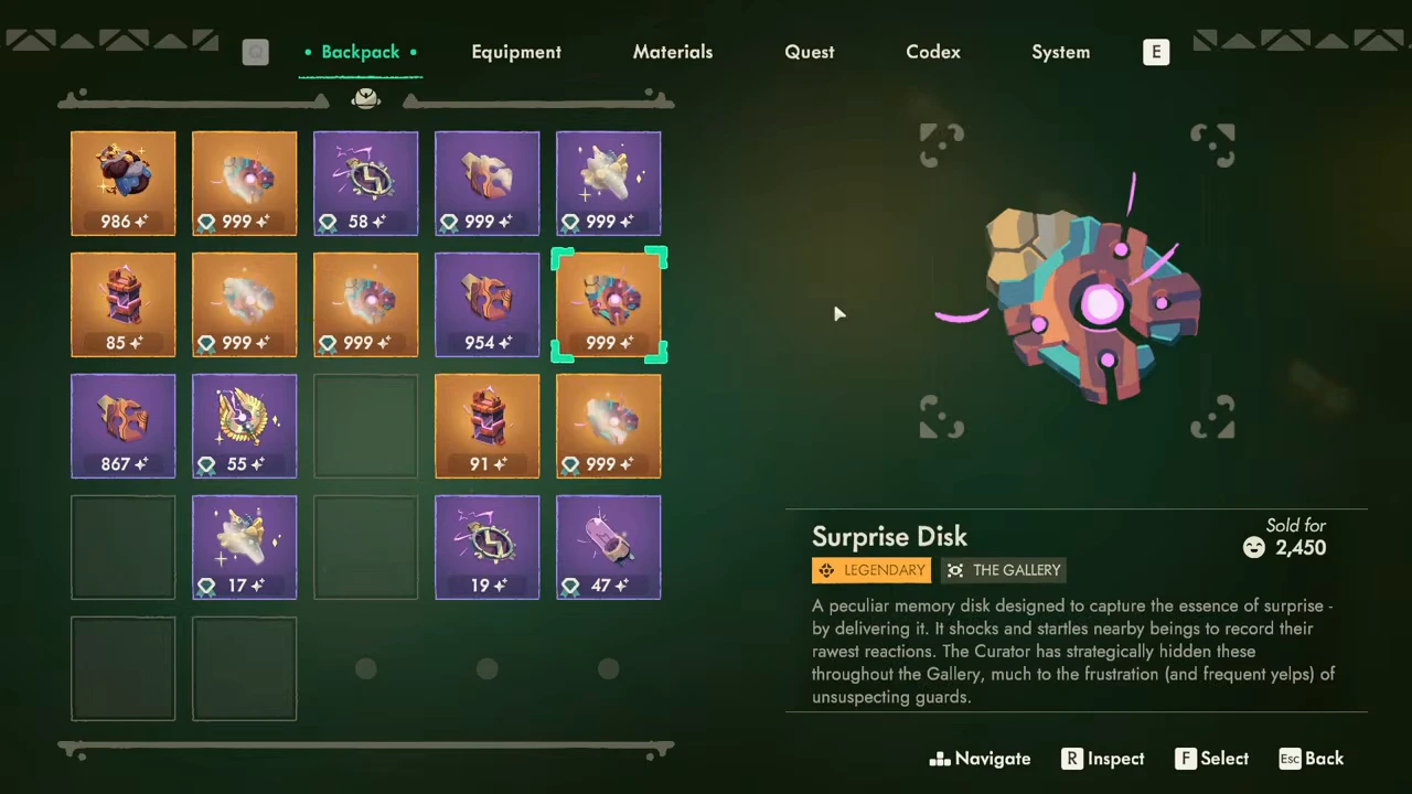 Surprise Disk information card explicitly labelled Legendary and The Gallery