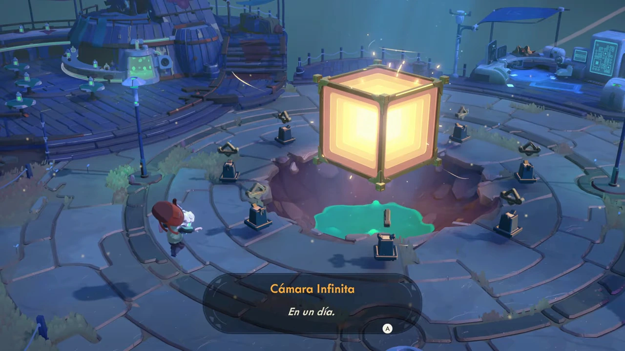 The next Cámara Infinita dialogue line reads En un día