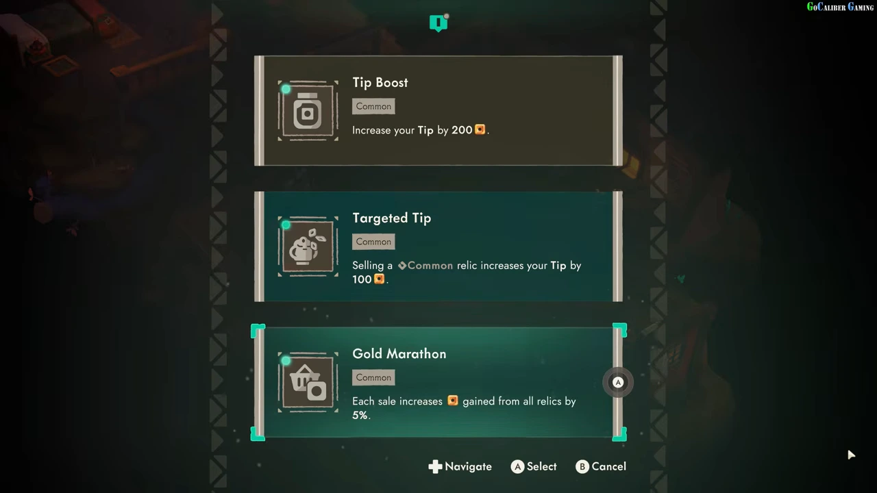 Shop perk selection with Tip Boost, Targeted Tip and Gold Marathon
